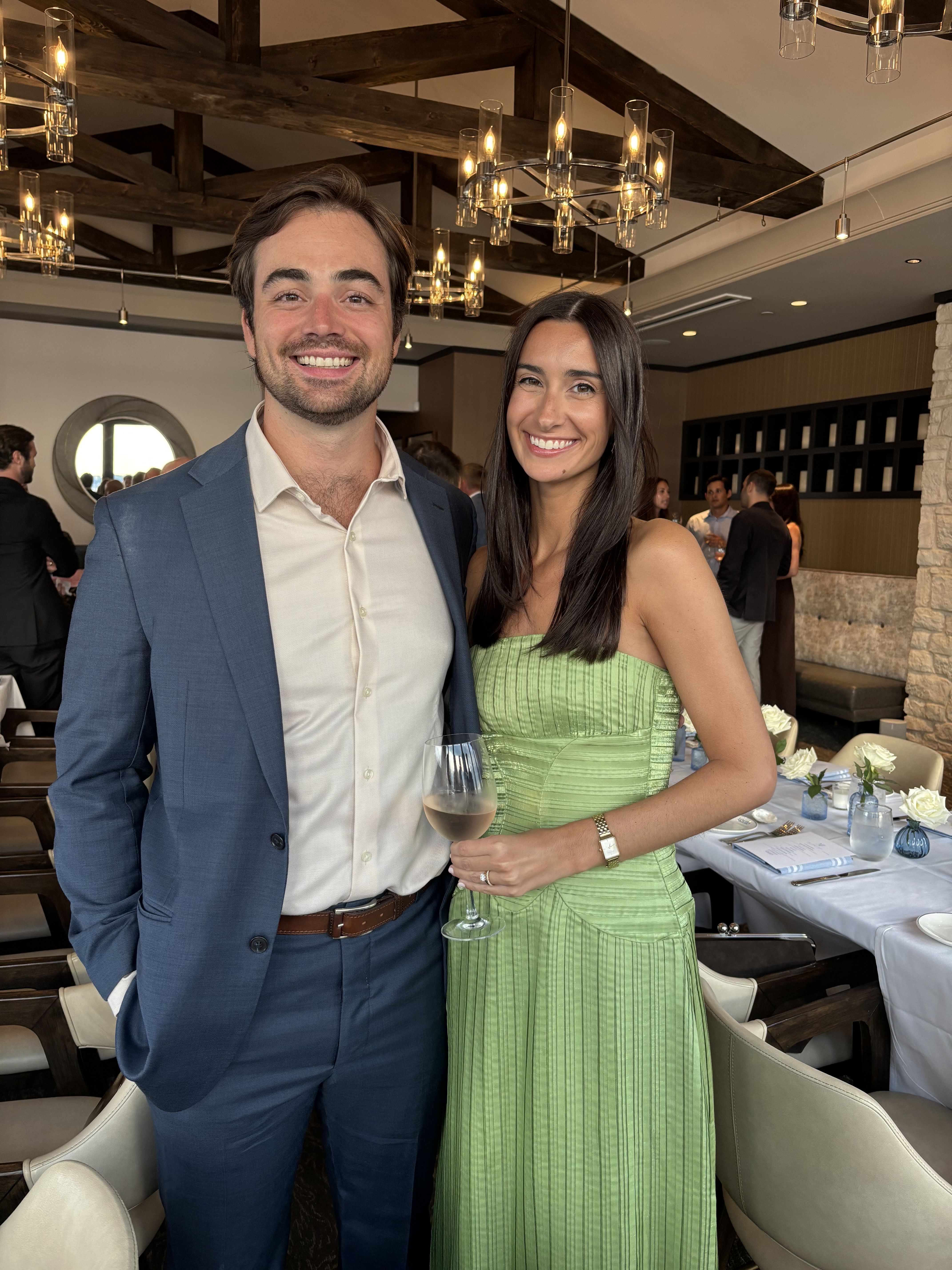 Rehearsal dinner, couple in a restaurant