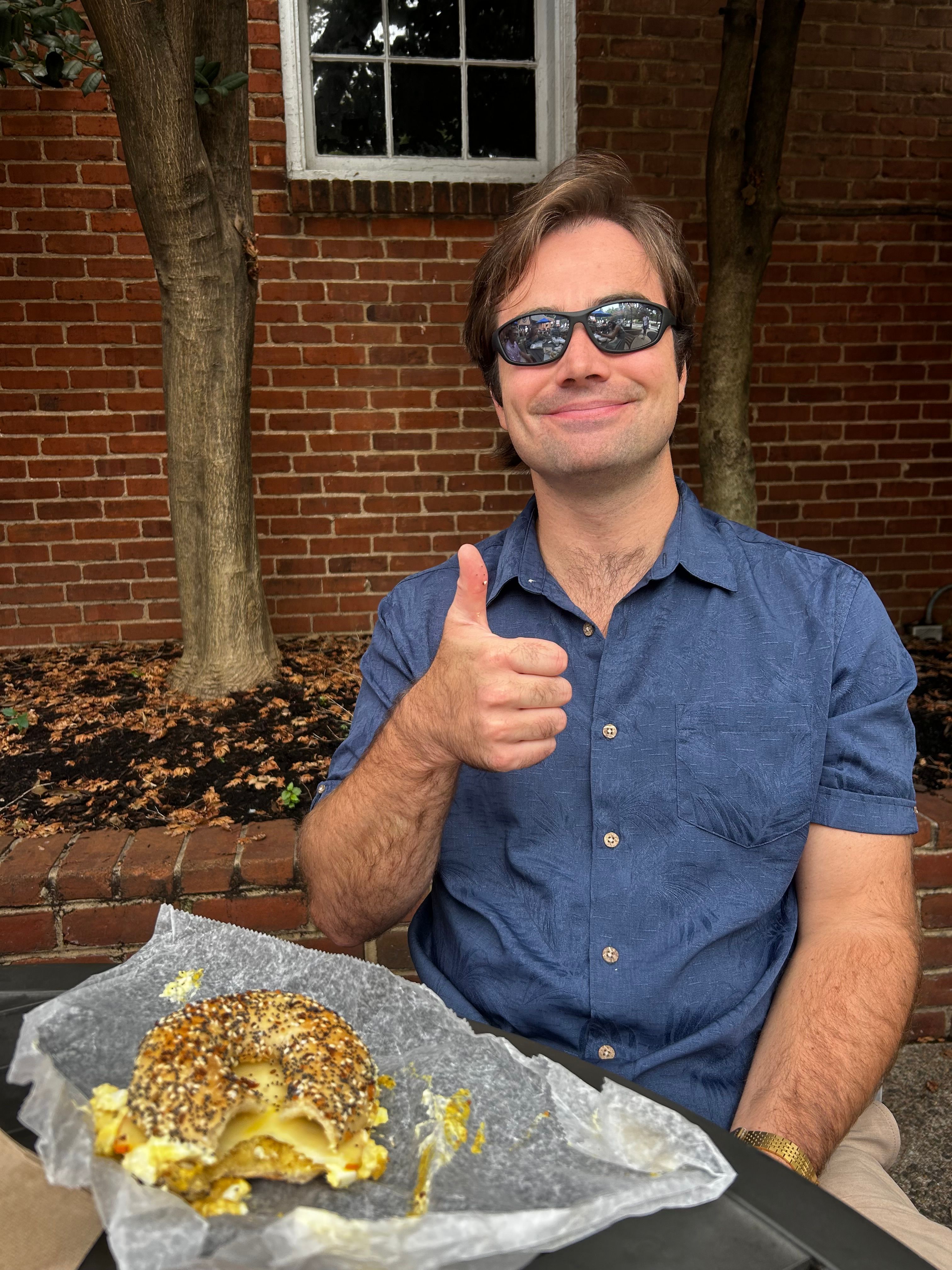 Bagel and a thumbs-up